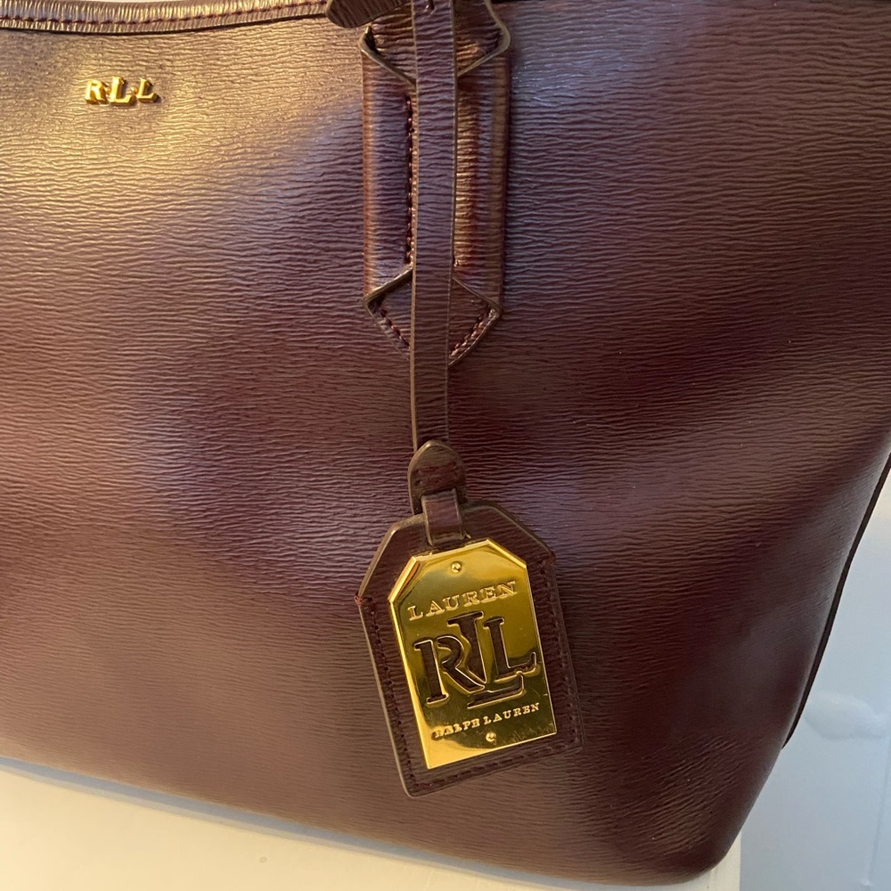 Ralph Lauren Leather Plum Tote Bag - Picture 4 of 15